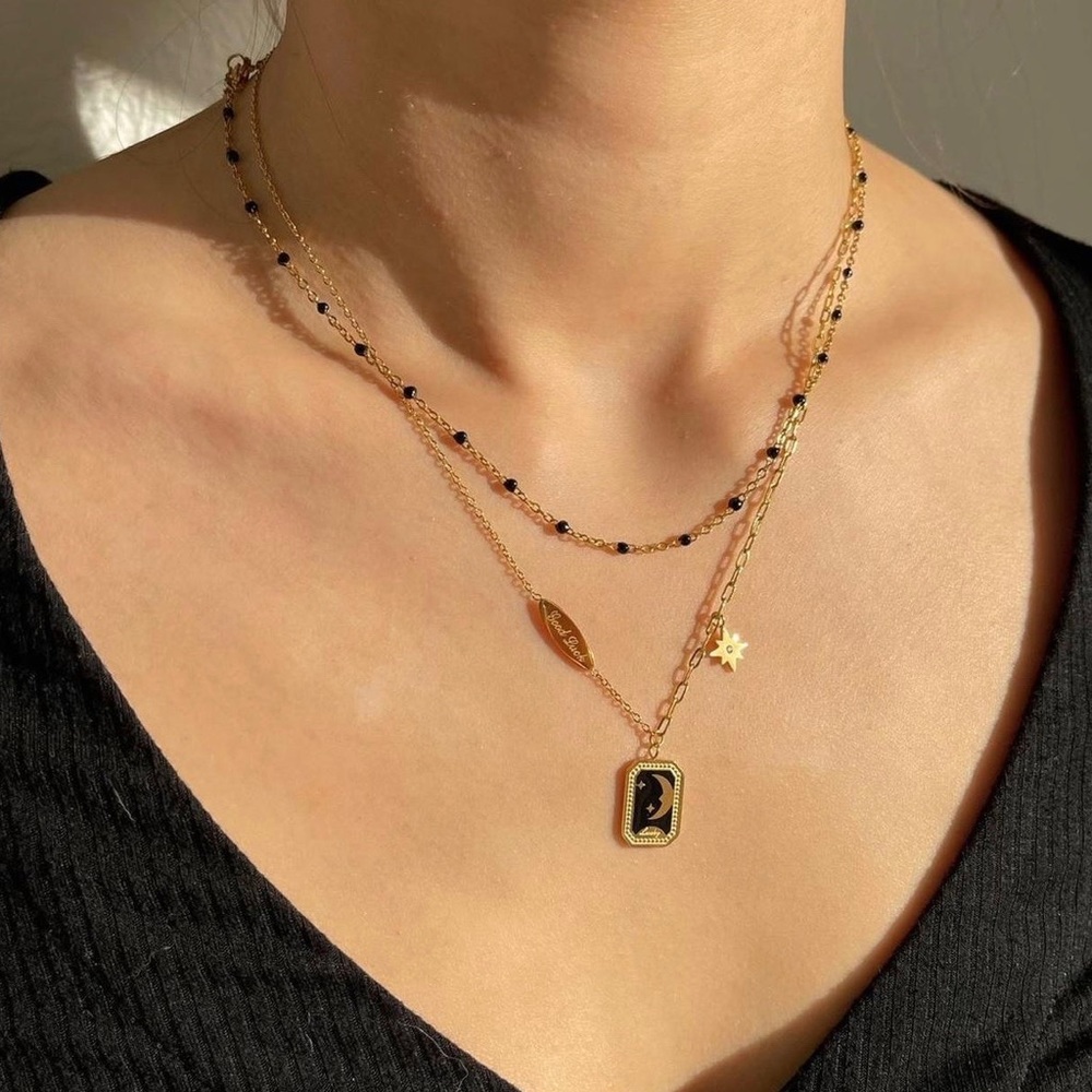 18K Gold Plated Lucky Moon & Star Necklace - Picture 1 of 5